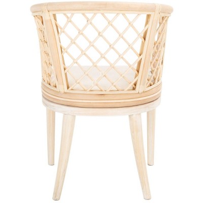 Natural White Wash Rattan Dining Chair with Cushions