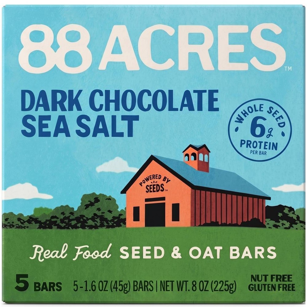 88 Acres Dark Chocolate Sea Salt Seed & Oat Granola Bars - 6g Protein - 8oz/5ct