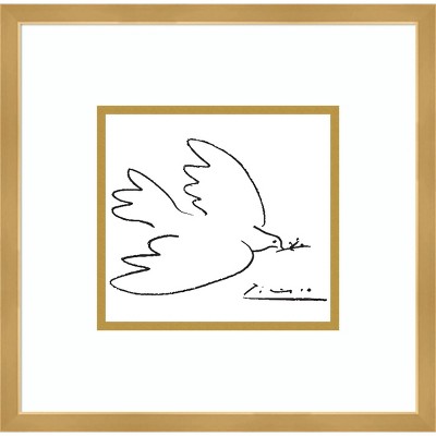 16" x 16" Dove of Peace by Pablo Picasso Framed Wall Art Print - Amanti Art