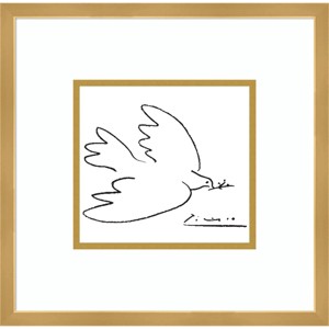 Amanti Art 16" x 16" Dove of Peace by Pablo Picasso Framed Wall Art Print Beige : Modern Decor, Acrylic and Hardwood - 1 of 4
