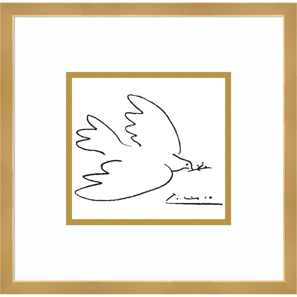 Photos - Other interior and decor 16" x 16" Dove of Peace by Pablo Picasso Framed Wall Art Print Beige - Ama
