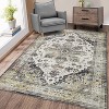 Living Room Rug, 2'x6' Washable Vintage Rug, Stain-Resistant with Non-Slip Backing, Soft and Ideal for Nursery or Apartment, Brown - 3 of 4