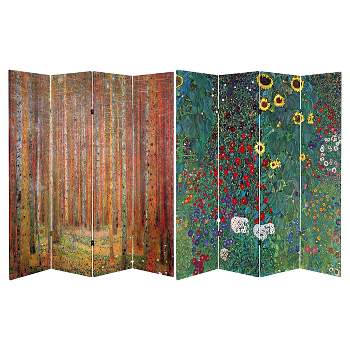 Klimt Fine Art Double Sided Room Divider Tannenwald and Farm Garden - Oriental Furniture