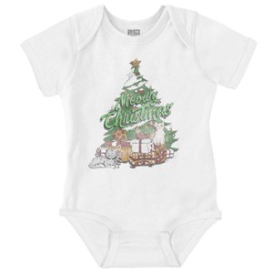 Classic Meowy Christmas Tree Kittens Baby Romper Boys or Girls Brisco Brands - 1 of 4