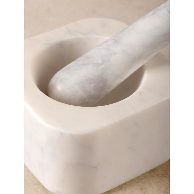 Noble White Marble Mortar and Pestle with Purple Veining