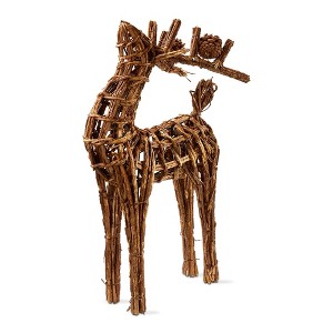 tag Vine Reindeer Decor - Natural Wood Holiday Animal Statue for Christmas - 10.5" L x 3.5" W x 17" H - 1 of 2