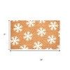 HomeRoots 17" X 29" Brown And White Christmas Snowflake Outdoor Coir Door Mat - 3 of 4