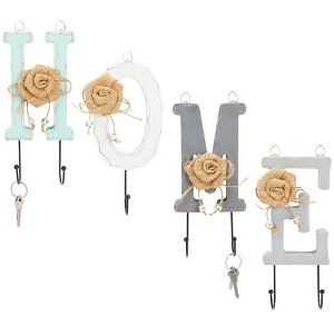 Juvale Farmhouse Home Key Holder for Wall with 7 Peg Hooks for Entryway, Farmhouse Home Decor - 1 of 4