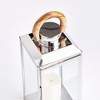 Plum & Post 19" Oceanside Large Decorative Outdoor Chrome Finish Pillar Candle Lantern w/ Teakwood Handle - 2 of 4