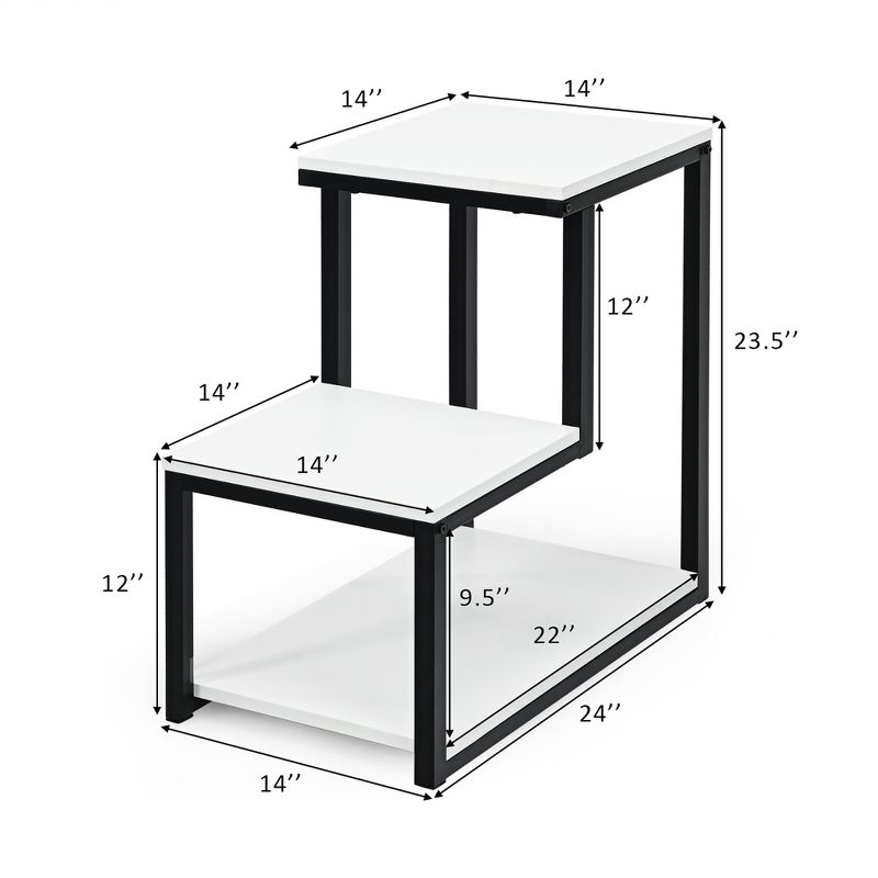 Costway 3-Tier End Table Sofa Side Table Night Stand W/ Shelf for Living Room White, 2 of 11