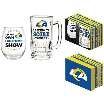 Evergreen Los Angeles Rams, Stemless 17OZ Wine & Beer 16 OZ Gift Set