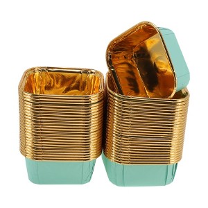 Unique Bargains Square Shape Disposable Baking Cups Aluminum Foil 3.35"x3.35"x1.38" 50 Pcs - 1 of 4