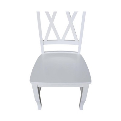 White High Cross Back Wood Side Chair Set