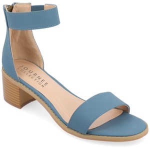 Journee Collection Womens Percy Low Stacked Heel Back Heel Zip Sandals - 1 of 4