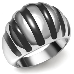 Slickblue Women’s Stainless Steel Black Striped Ring – No Plating, Polished Finish, Stylish & Modern Design, Size 5-10 - 1 of 4