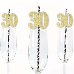 Big Dot Of Happiness Gold Glitter 25 Party Straws - No-mess Real 