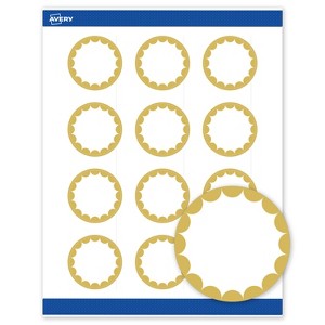 Avery® Labels, 2" Diameter, Gold Dots Edge, Matte White, 120ct - 1 of 4