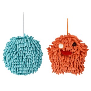 REGALWOVEN 2 Pcs Cute Comfortable Soft Absorbent Chenille Fuzzy Hand Towel - 1 of 4