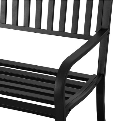 Outsunny 50" Black Slatted Steel Outdoor Garden Bench