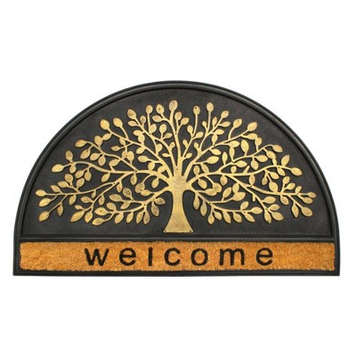 Raj Molded Welcome Tree Half-Round Doormat Natural/Black