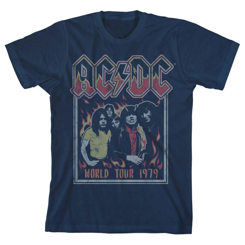 AC/DC World Tour 1979 Navy Blue Boy's Short-Sleeve T-shirt, 1 of 4