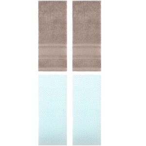 REGALWOVEN 4 Pcs Cotton Soft Absorbent Waffle Hand Towel for Bathroom - 1 of 4
