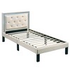 Poundex, Twin Upholstered Bed Frame with Slats in Faux Leather - 2 of 3