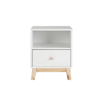 19.5" Drawer Kids' Nightstand - Alaterre Furniture: Toddler Bedroom Furniture, Small White MDF & Pine