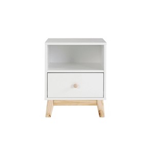 19.5" Drawer Kids' Nightstand - Alaterre Furniture: Toddler Bedroom Furniture, Small White MDF & Pine - 1 of 4