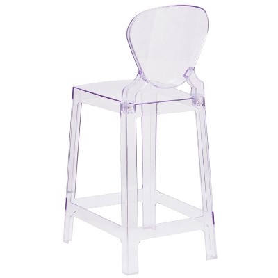 Crystal Clear Polycarbonate Modern Ghost Counter Stool