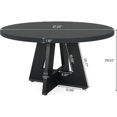 47-Inch Black Round Farmhouse Dining Table with Criss Cross Base