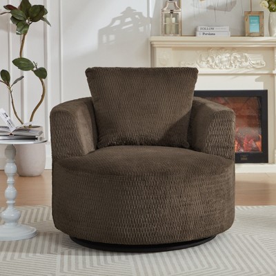 TIRAMISUBEST 360 Degree Swivel Accent Chair Plush Comfort Pocket Spring Support Wooden Base Comfy Seating Living Room Office Apartment