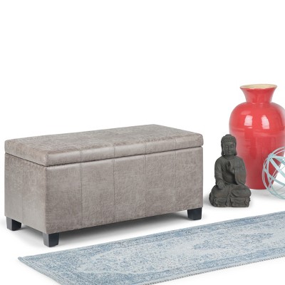 NicBex 35.6" Storage Bench Rectangle Storage Ottoman for Bedroom, Living Room, Light Gray