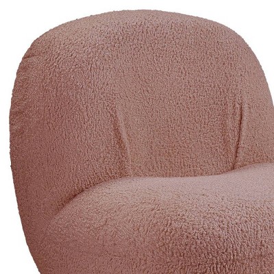 Swivel Luxe Accent Chair in Brown Polyester with Gold Legs