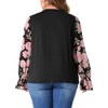 Agnes Orinda Women's Plus Size Crew Neck Ruffled Long Sleeve Floral Printed Casual Blouses - 4 of 4