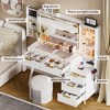 Angel Sar 54" Makeup Vanity Desk with Mirror and Lights, White Dressing Table with Glass Top, 11 Drawers & Cushioned Stool - 4 of 4