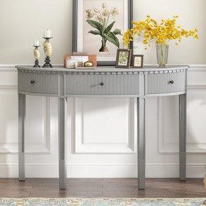 51'' Pine Veneer Console Table with Vertical Stripe Design,Stylish Storage Solution for Entryway–The Pop Home - 1 of 4
