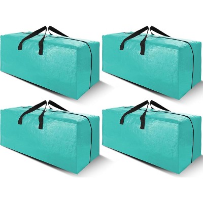 4 Pack Heavy Duty Extra Large Moving Bags with Backpack Straps - Strong Handles & Zippers, Storage Totes  (X-Large-Set of 4, Aquamarine
