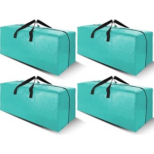 4 Pack Heavy Duty Extra Large Moving Bags with Backpack Straps - Strong Handles & Zippers, Storage Totes  (X-Large-Set of 4, Aquamarine - 1 of 1