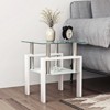 FONTOI Coffee Table with Tempered Glass, Tea Table, End Table, Square Table for Living Room Bedroom, White&Transparent, 17.72"*20.5"*17.72" - 2 of 4