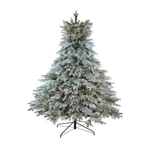 Northlight Real Touch™️ Pre-Lit Full Flocked Jasper Balsam Fir Artificial Christmas Tree - 7.5' - Clear Lights - 1 of 4