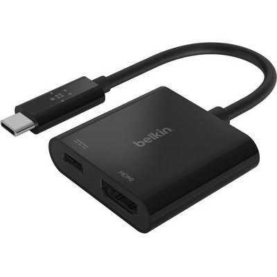 Belkin Usb C To Hdmi Charge Adapter 1 X Type C Male Usb 1 X Hdmi Female Digital Audio Video 1 X Usb Type C Female Power 3840 X 2160 Supported Target