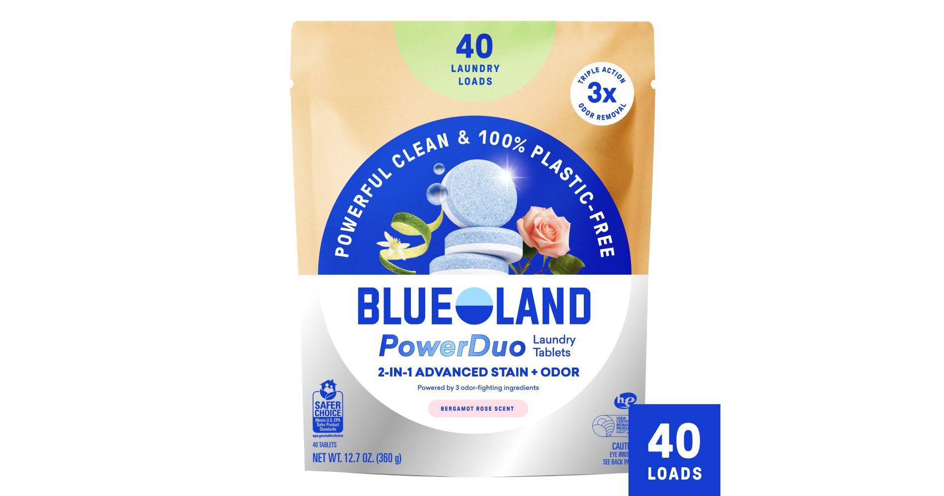 Blueland Bergamot Rose PowerDuo Laundry Detergent Tablets - 40ct
