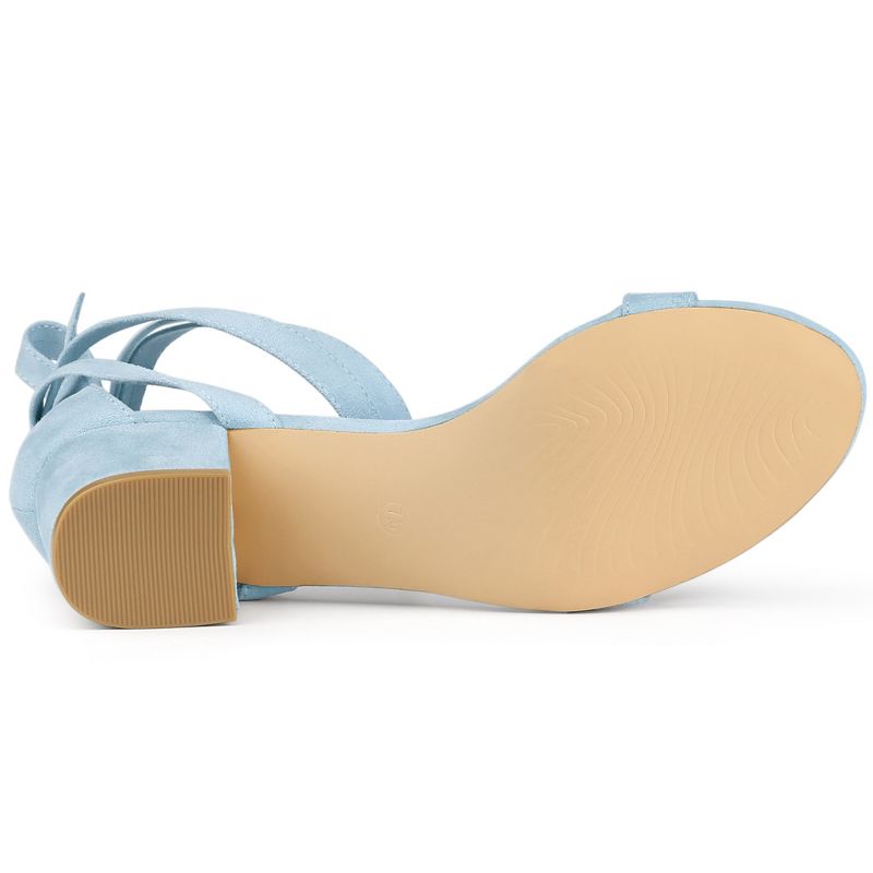 Allegra K Women's Open Toe Block Heel Lace Up Sandals, 5 of 7
