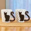 Collections Etc Cat Tail Polka Dot Ceramic Coffee Mugs - Set of 2 - 2 of 2