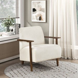 Grungis Corduroy Accent Chairs,Living Room Chairs with Solid Wood Arms and Legs in Brown Finish,Comfy Chairs for Living Room,Bedroom - 1 of 4