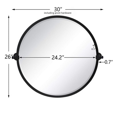 26'' Round Black Metal Framed Bathroom Vanity Mirror