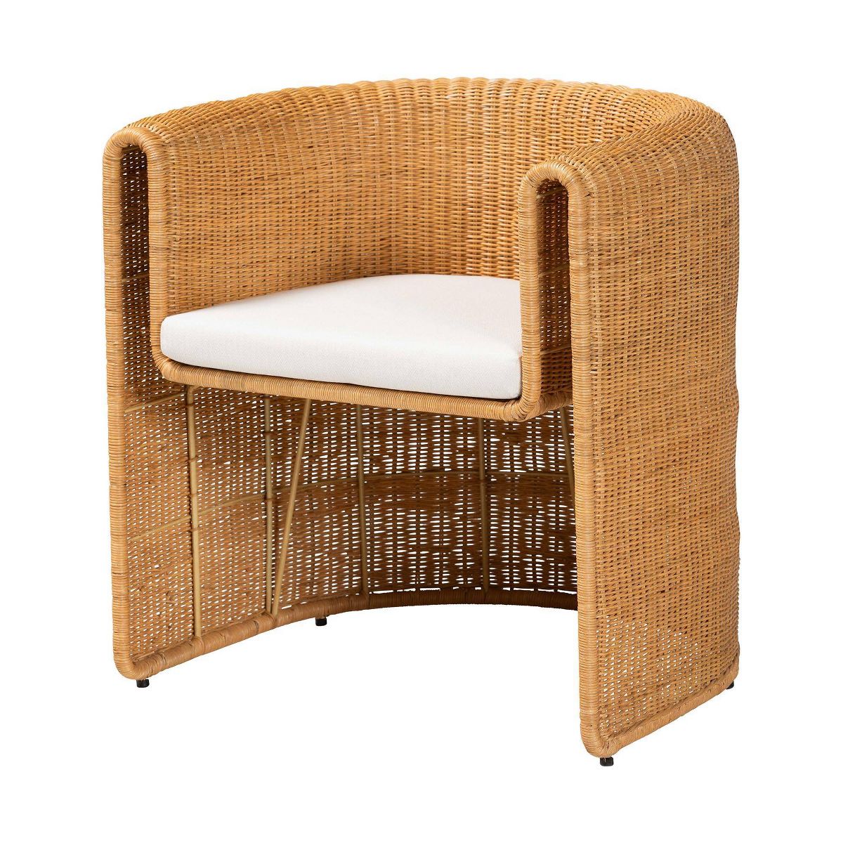 bali & pari Carina Natural Rattan Barrel Dining Chair Light Honey