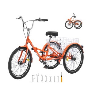 VEVOR Folding Adult Tricycle, 20-Inch Adult Folding Trikes, Lightweight Aluminum Alloy 3 Wheel Cruiser Bike with Large Rear Basket - 1 of 4