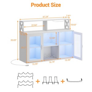 ODK Farmhouse Wine Bar Cabinet with Wine Rack, Glass Holder & Ample Storage, Freestanding Buffet Sideboard for Dining Room, Kitchen or Living Room - 1 of 4